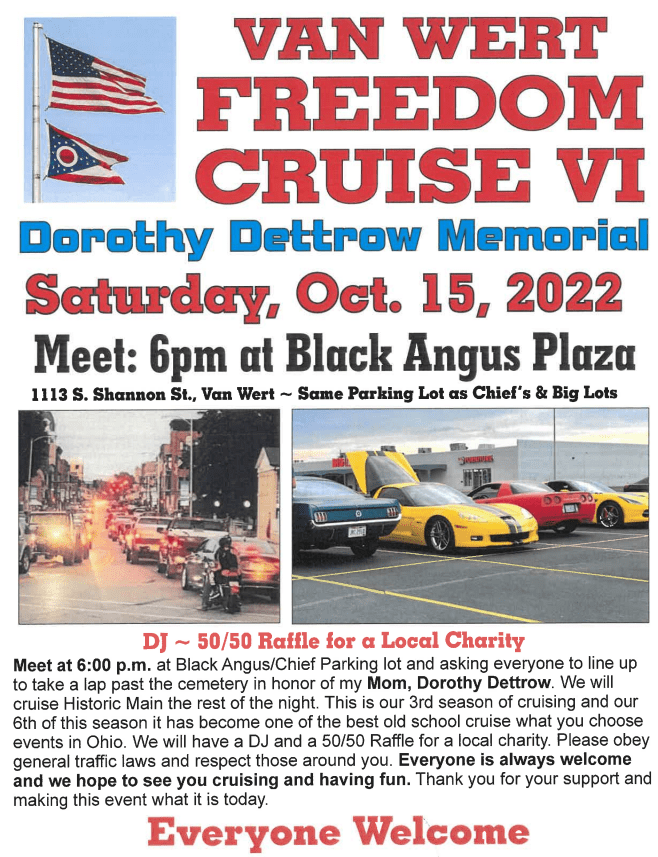 Van Wert Freedom Cruise for Dorothy Dettrow Memorial