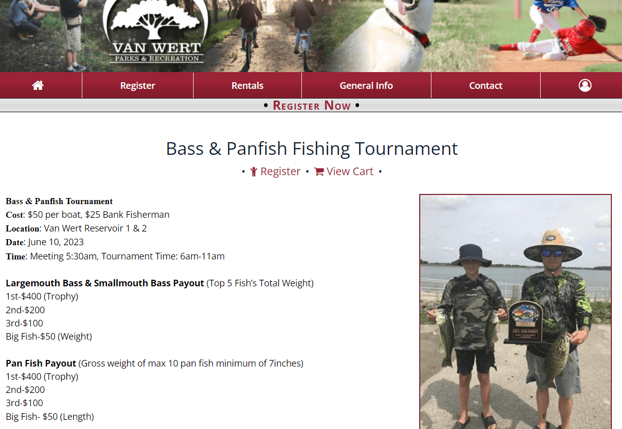 Van Wert City Parks Department Bass and Panfish Tournament