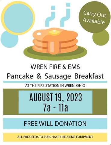 Wren Fire Station Pancake and Sausage Breakfast