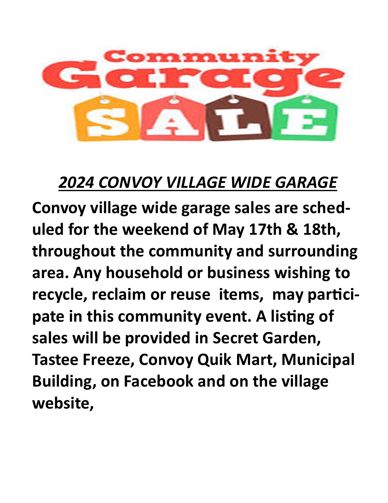 Convoy Village Garage Sales